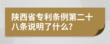 陕西省专利条例第二十八条说明了什么？