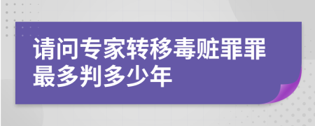 请问专家转移毒赃罪罪最多判多少年