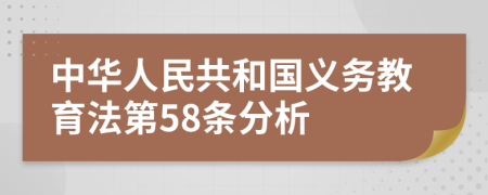 中华人民共和国义务教育法第58条分析