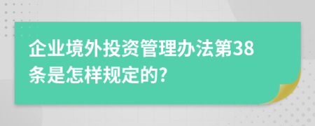 企业境外投资管理办法第38条是怎样规定的?