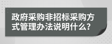 政府采购非招标采购方式管理办法说明什么？