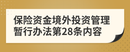 保险资金境外投资管理暂行办法第28条内容