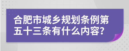 合肥市城乡规划条例第五十三条有什么内容？