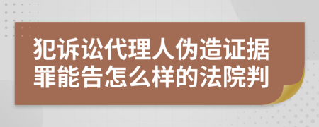 犯诉讼代理人伪造证据罪能告怎么样的法院判