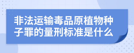 非法运输毒品原植物种子罪的量刑标准是什么