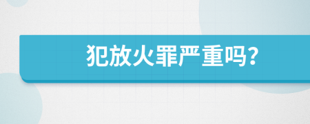 犯放火罪严重吗？