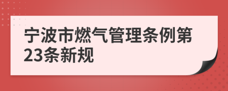 宁波市燃气管理条例第23条新规