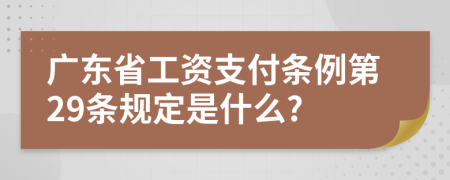 广东省工资支付条例第29条规定是什么?