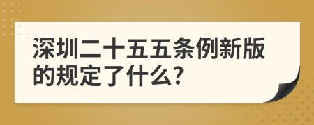 深圳二十五五条例新版的规定了什么?