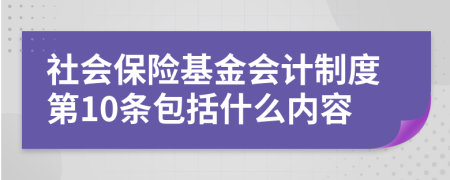 社会保险基金会计制度第10条包括什么内容