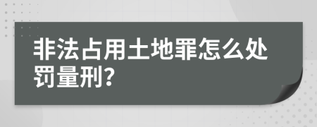 非法占用土地罪怎么处罚量刑？