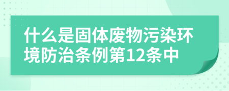 什么是固体废物污染环境防治条例第12条中