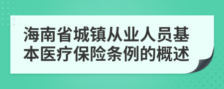 海南省城镇从业人员基本医疗保险条例的概述