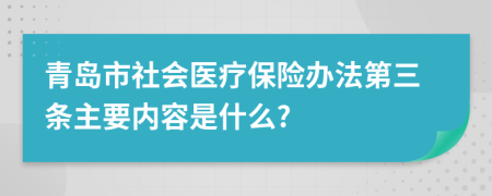 青岛市社会医疗保险办法第三条主要内容是什么?