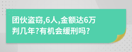 团伙盗窃,6人,金额达6万判几年?有机会缓刑吗?