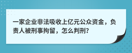 一家企业非法吸收上亿元公众资金，负责人被刑事拘留，怎么判刑？