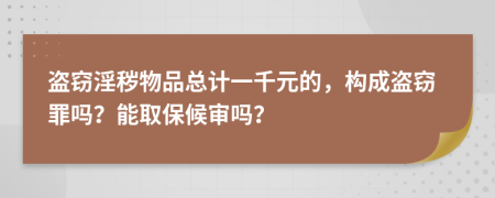 盗窃淫秽物品总计一千元的，构成盗窃罪吗？能取保候审吗？