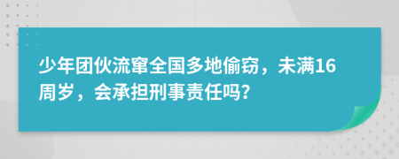 少年团伙流窜全国多地偷窃，未满16周岁，会承担刑事责任吗？