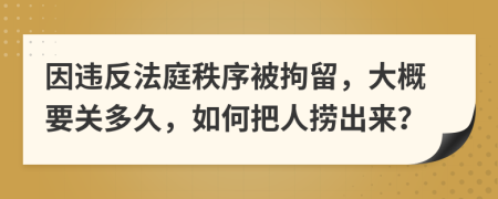 因违反法庭秩序被拘留，大概要关多久，如何把人捞出来？