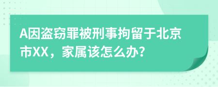 A因盗窃罪被刑事拘留于北京市XX，家属该怎么办？