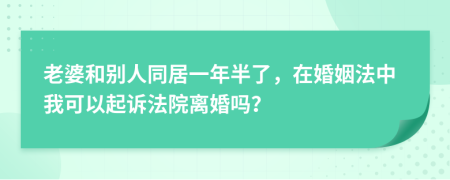 老婆和别人同居一年半了，在婚姻法中我可以起诉法院离婚吗？
