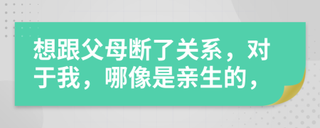 想跟父母断了关系，对于我，哪像是亲生的，