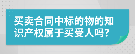 买卖合同中标的物的知识产权属于买受人吗？