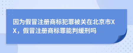 因为假冒注册商标犯罪被关在北京市XX，假冒注册商标罪能判缓刑吗