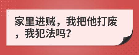 家里进贼，我把他打废，我犯法吗？