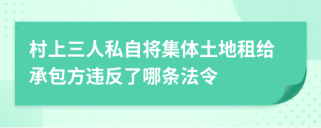 村上三人私自将集体土地租给承包方违反了哪条法令