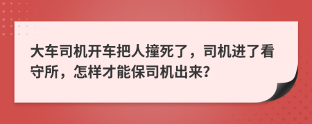 大车司机开车把人撞死了，司机进了看守所，怎样才能保司机出来？