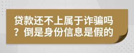 贷款还不上属于诈骗吗？倒是身份信息是假的