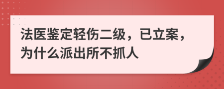 法医鉴定轻伤二级，已立案，为什么派出所不抓人