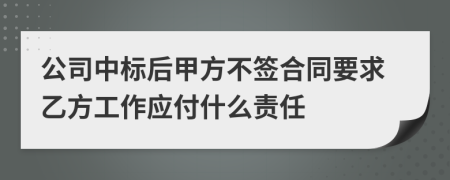 公司中标后甲方不签合同要求乙方工作应付什么责任