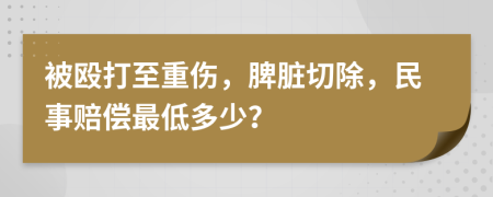 被殴打至重伤，脾脏切除，民事赔偿最低多少？