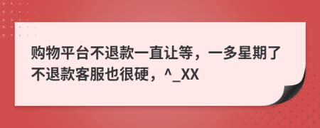 购物平台不退款一直让等，一多星期了不退款客服也很硬，^_XX