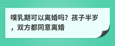 噗乳期可以离婚吗？孩子半岁，双方都同意离婚