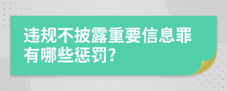 违规不披露重要信息罪有哪些惩罚?