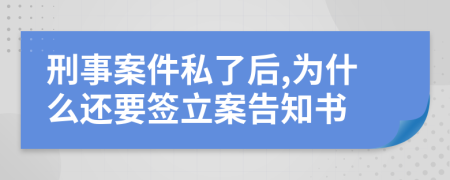刑事案件私了后,为什么还要签立案告知书
