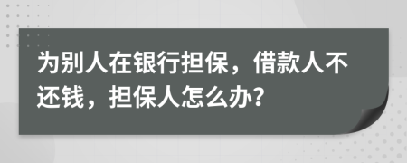 为别人在银行担保，借款人不还钱，担保人怎么办？