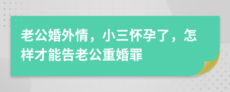 老公婚外情，小三怀孕了，怎样才能告老公重婚罪