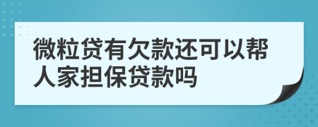 微粒贷有欠款还可以帮人家担保贷款吗