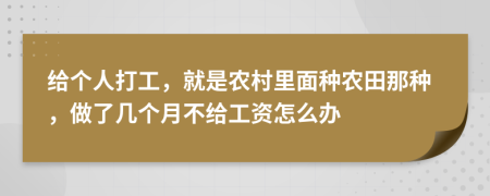 给个人打工，就是农村里面种农田那种，做了几个月不给工资怎么办