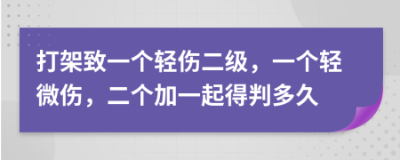 打架致一个轻伤二级，一个轻微伤，二个加一起得判多久