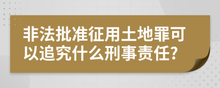 非法批准征用土地罪可以追究什么刑事责任?