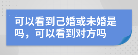 可以看到己婚或未婚是吗，可以看到对方吗