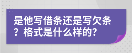 是他写借条还是写欠条？格式是什么样的？