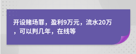 开设赌场罪，盈利9万元，流水20万，可以判几年，在线等