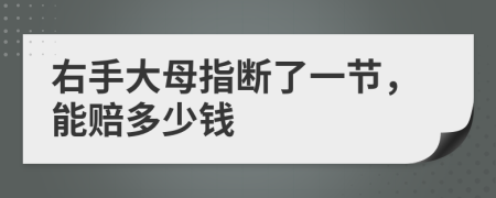 右手大母指断了一节，能赔多少钱