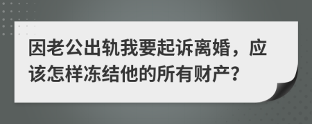 因老公出轨我要起诉离婚，应该怎样冻结他的所有财产？